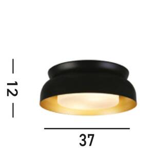 Stropné svietidlo Kendal, čierna/zlatá, oceľ, sklo