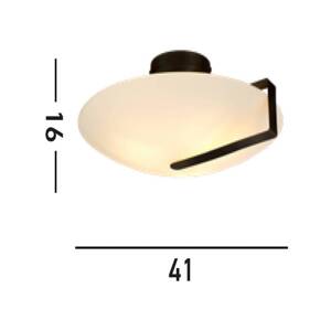 Stropné svietidlo Sundial, čierna/opálová biela, oceľ, sklo, E27