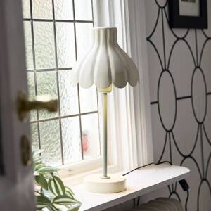 PR Home Stolná lampa Wera, krémová/zelená, výška 47 cm, kov