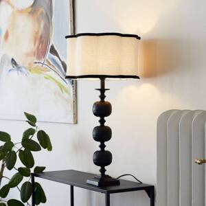 PR Home Stolná lampa Flory, čierna/prírodná farba, výška 70 cm