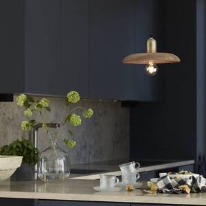 PR Home závesné svetlo Bliss, drevo, hnedá farba, Ø 28 cm, zástrčka