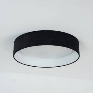 LED stropné svietidlo Plafond, čierne, tkanina, Ø 45 cm, 3-stupňové