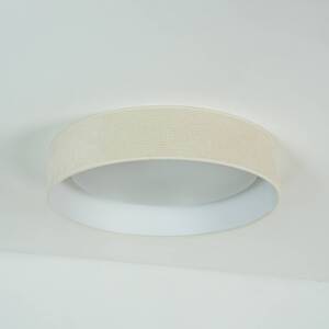 LED stropné svietidlo Plafond, biele, tkanina, Ø 45 cm, 3-stupňové stmievanie