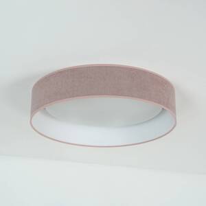 LED stropné svietidlo Plafond, ružová farba, tkanina, Ø 45 cm, 3-stupňové