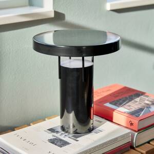 HÜBSCH LED dobíjacia stolová lampa BringMe, čierna, oceľ, stmievač