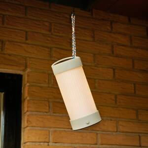 HÜBSCH LED dobíjacia stolová lampa Camp, piesok, sklo, železo, IP44