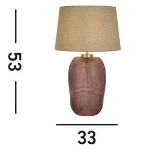 Stolová lampa Ametyst, béžová/ružová, výška 37 cm, textil/sklo