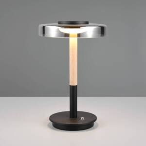 LED stolová lampa Celeste chróm/drevo 35 cm sklo/kov Touchdim