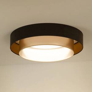 Stropné svietidlo LED Luneta, zamatová hnedá/zlatá, Ø 60 cm, 3-stupňové