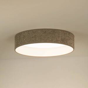 LED stropné svietidlo Plafond, bouclé sivá, Ø 45 cm, 3-stupňové stmievanie