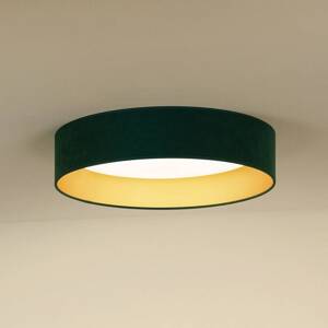 LED stropné svietidlo Plafond, zamatovo zelené, Ø 45 cm, 3-stupňové stmievanie