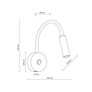 Nástenné svietidlo Lagos USB, čierna/zlatá farba, výška 27 cm