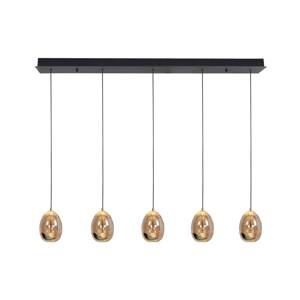 Závesné svietidlo Golden Egg, jantárovo-zlatá farba, dĺžka 107 cm, 5-svetelné