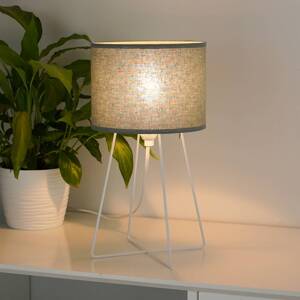 Stolná lampa Trixi, kov, látka, šalviovo zelená, biela