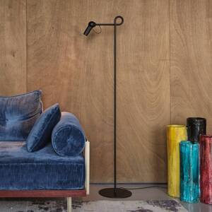kdln LED stojaca lampa Bird, čierna, 126 cm, kov, stmievateľná