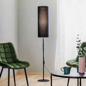 Stojacia lampa Rondo, čierna, výška 165 cm, chintz, E27