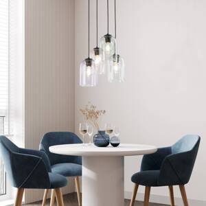 Závesná lampa Molly, Ø 38 cm, viacfarebná, kov, sklo, 4 svetlá.