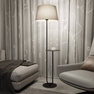 Hotelová stojacia lampa, béžová/čierna, výška 150 cm, látka/kov