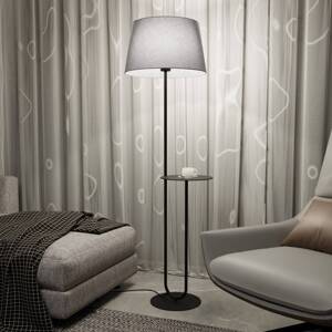 Hotelová stojacia lampa, sivá/čierna, výška 150 cm, látka/kov