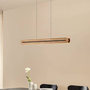 Lucande LED závesné svietidlo Darnor, drevo, CCT, dĺžka 100 cm