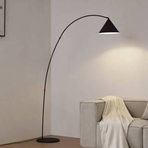 Lindby oblúková lampa Triangolo, čierna, výška 195 cm, kov E27