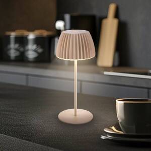 LED dobíjacia stolná lampa Brilo unplugged Riffle, 20 cm, béžová