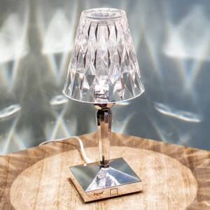 Dobíjacia stolová lampa Kartell LED Batéria, chrómová farba, IP54