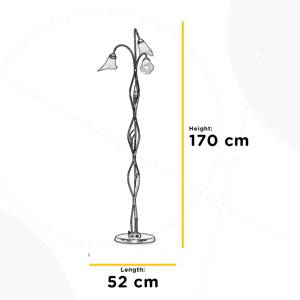 Stojacia lampa Alga, 3 svetlá, železo, sklo, Florentine