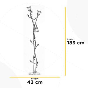 Stojacia lampa Lancia, farba slonovej kosti, 3 svetlá, železo, sklo