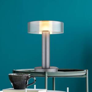 Stolová LED lampa Grant, výška 31 cm, dymovo sivá, kov