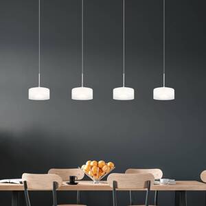Belinda LED závesné svietidlo, dĺžka 105 cm, biele, 4-pl. sklo