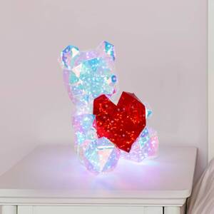 Stolová LED lampa Brondar medveď, červená, výška 32 cm