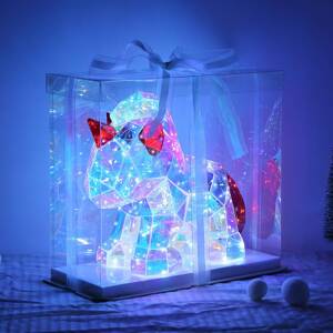 Stolová LED lampa Brondar jednorožec, červená, výška 26 cm