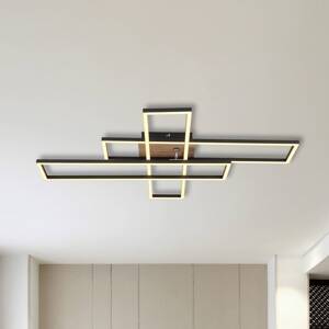 Stropné LED svetlo Dakari, dĺžka 80 cm, čierna/drevo, 3-pl.