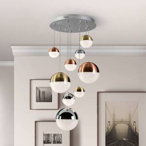 LED závesné svietidlo Sphere, 9-pl. stmievateľné, Ø 50 cm, viacfarebné
