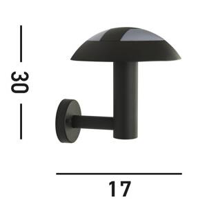 Vonkajšie nástenné svietidlo LED MUSHROOM, IP44, čierna farba, tvar hríbu