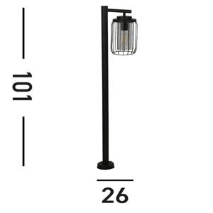 Chodníkové svetlo, IP44, čierne, výška 100 cm, kov