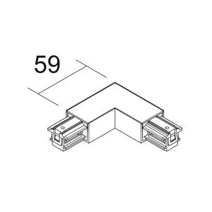 Ivela L-spojka SQUARE 48 V, biela, ochranný vodič vľavo