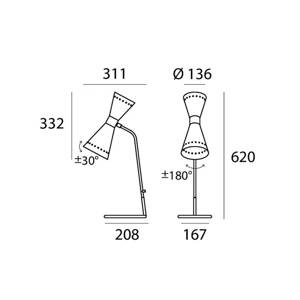 Stolová lampa Stilnovo Megafono, farba slonovej kosti, 62 cm, kov