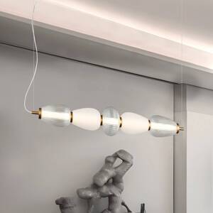 LED závesné svietidlo Shiny, dĺžka 83 cm, číre/biele, sklo