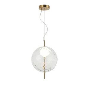 LED závesné svietidlo Dalia, číre/zlaté, Ø 30 cm, sklo