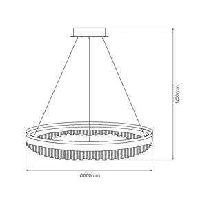 LED závesné svietidlo Preciosa, zlatá/krištáľová, akryl, Ø 60 cm
