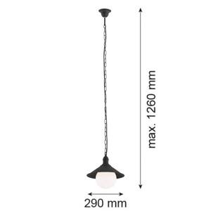 Vonkajšia závesná lampa Enduro, čierna, oceľ, sklo, IP44, E27