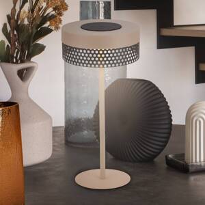 Akumulátorová stolová lampa Booha, béžová, kov, IP44, stmievateľné