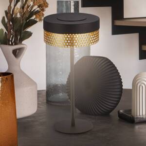 Akumulátorová stolová lampa Booha, čierna, kov, IP44, stmievateľná
