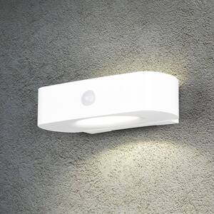 Solárne nástenné svetlo Bilbao, biele, výška 6 cm, senzor, hore/dole