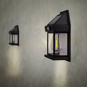 LED solárne vonkajšie nástenné svietidlo Mira, senzor, čierne, sada 2 ks IP44