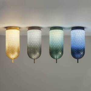 OLEV stropné LED svetlo Curuba, sivá, sklo, výška 40 cm, 2700 K