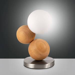 Stolová lampa Micky, drevo svetlé/nikel, drevo, stmievateľné, G9