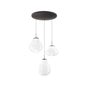 LED závesné svietidlo Deva, 3-pl., Ø 50 cm, číre, CCT, stmievateľné